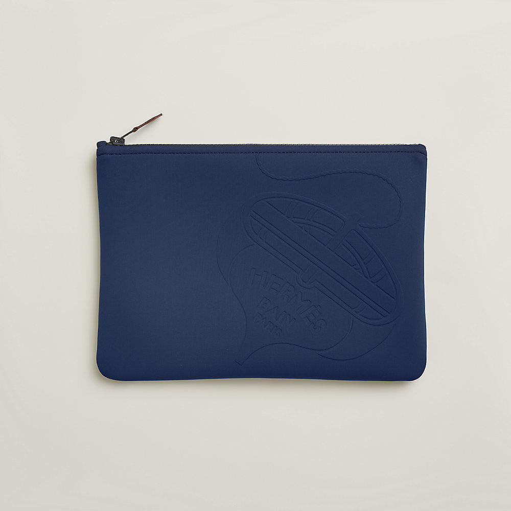 HERMES ネイビー レザー ケース Nécessaire Neobain Thalassa, modelo médio - Azul | Hermès Brasil
